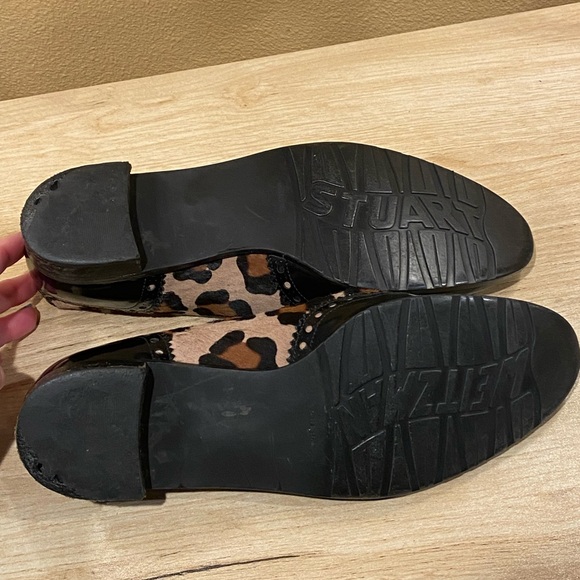 STUART WEITZMAN womens tassel oxfords loafers, leopard print.  Size 8.5 used - Picture 6 of 9